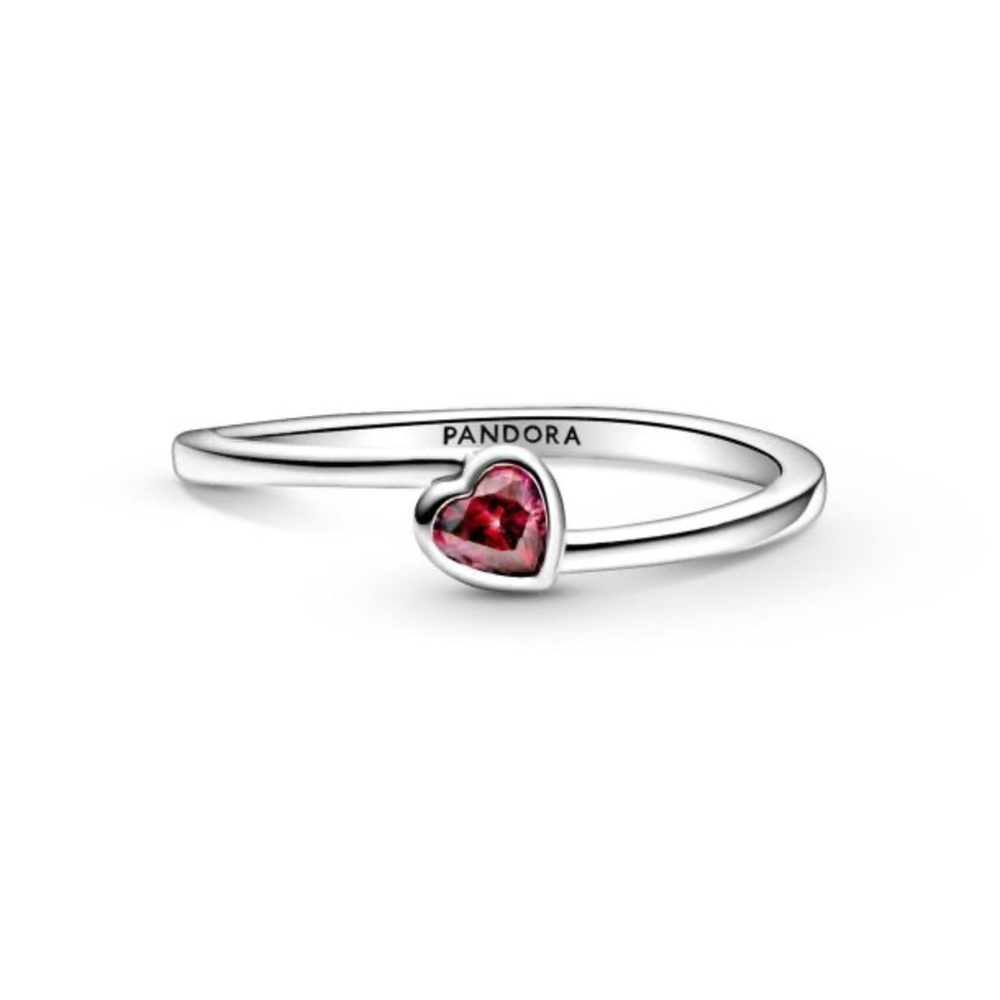 Pandora Red Tilted Heart Solitaire Ring Size 10